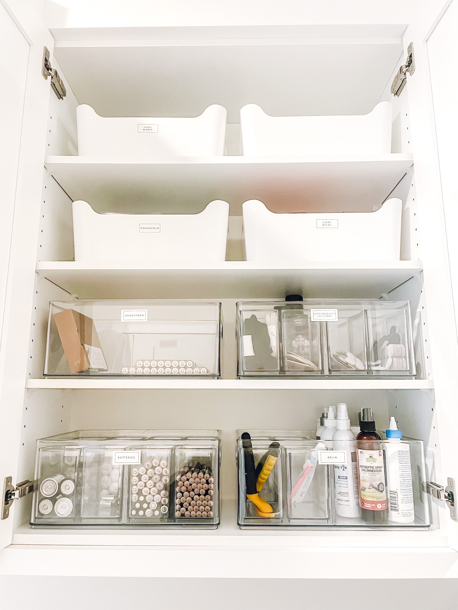 Laundry room organization. The Container Store Plastic Storage bin. Home Edit Divided All-Purpose bin and bin organizer✨

#LTKfamily #LTKhome