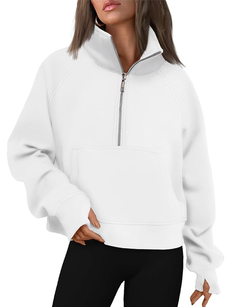 AUTOMET Womens Sweatshirts Half Zip Cropped Pullover Fleece Quarter Zipper Hoodies 2025 Fall Fash... | Amazon (US)