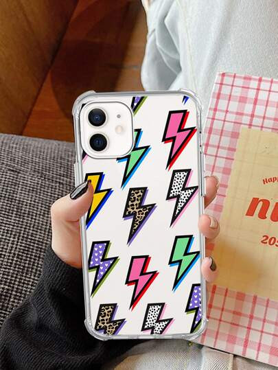 Lightning Pattern Clear Phone Case | SHEIN