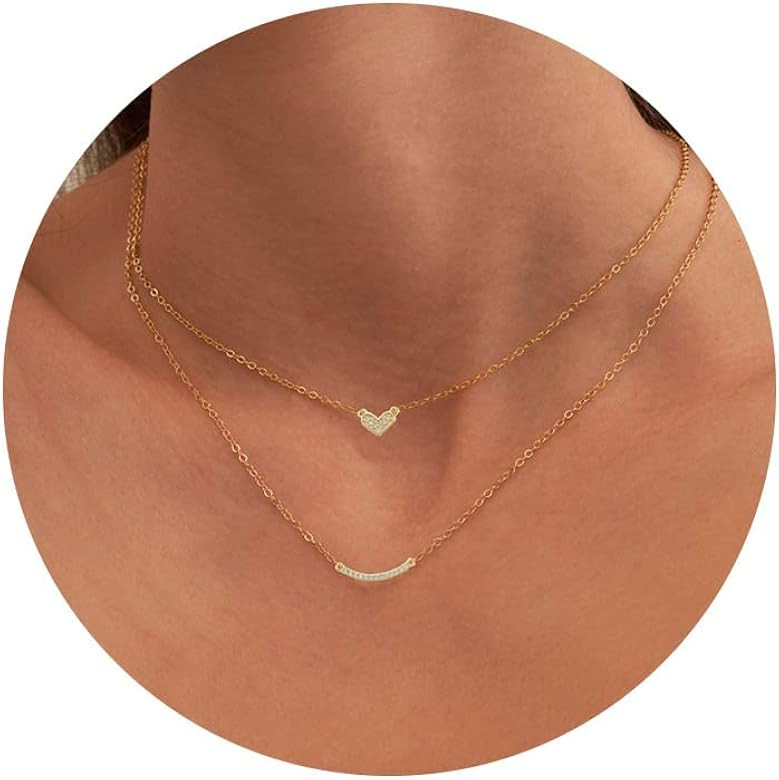 Foxgirl Gold Heart Necklaces for Women 14k Gold Plated Pendant Necklace Simple Cute Necklaces for... | Amazon (US)