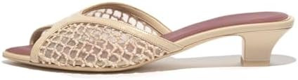 Chunky Peep Toe Heel Sandals for Women Mesh Open Toe Chunky Kitten Low Heels Summer Beach Casual ... | Amazon (US)