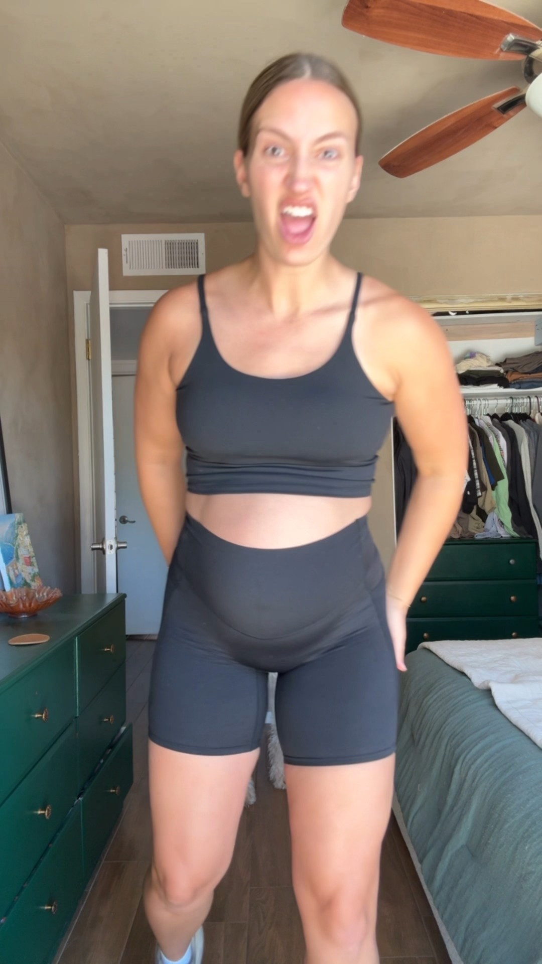 These Halara workout pieces are unreal! The stretch they have for the bump is insane - and are still squat proof👏👏 I’m in the medium in both top and bottom and wearing a 5” inseam (I’m 5’8 tall). The biker shorts stayed put my entire workout and have pockets. LOVE! 

#LTKActive #LTKFindsUnder50 #LTKBump