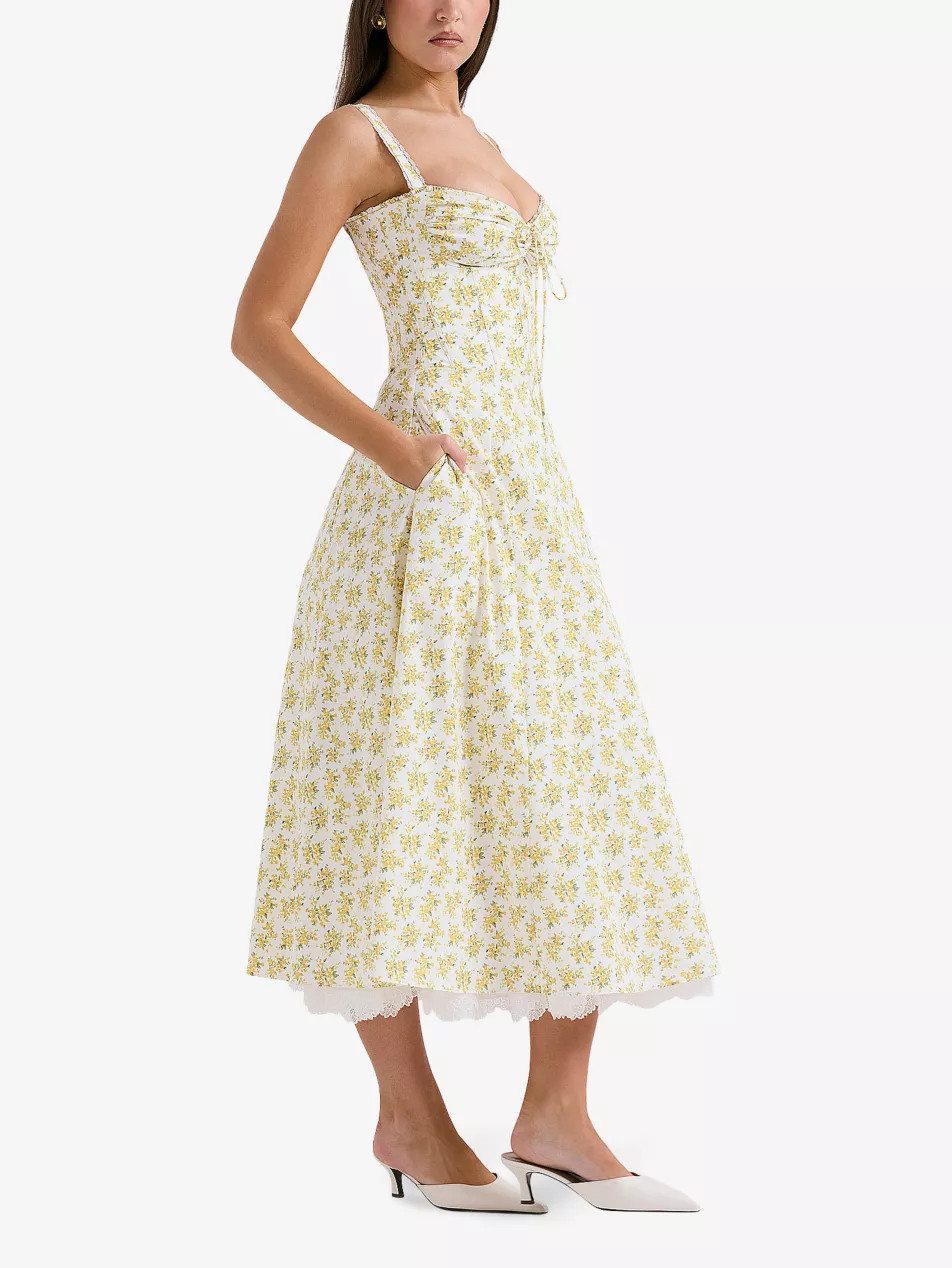 Rosalee floral-print stretch cotton-blend midi dress | Selfridges