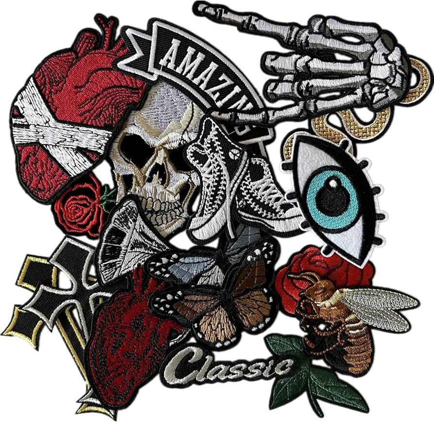 Dark Embroidered Applique Iron On Patches for Backpacks, Rock Band Patches for Jackets, Cool Sew ... | Amazon (US)