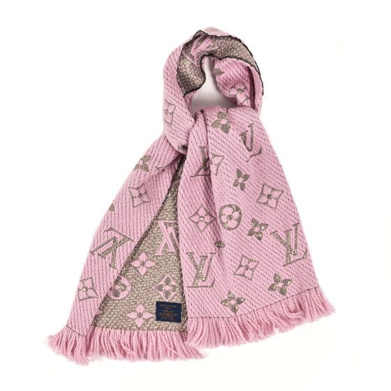 Wool Silk Logomania Shine Scarf Pink | FASHIONPHILE (US)