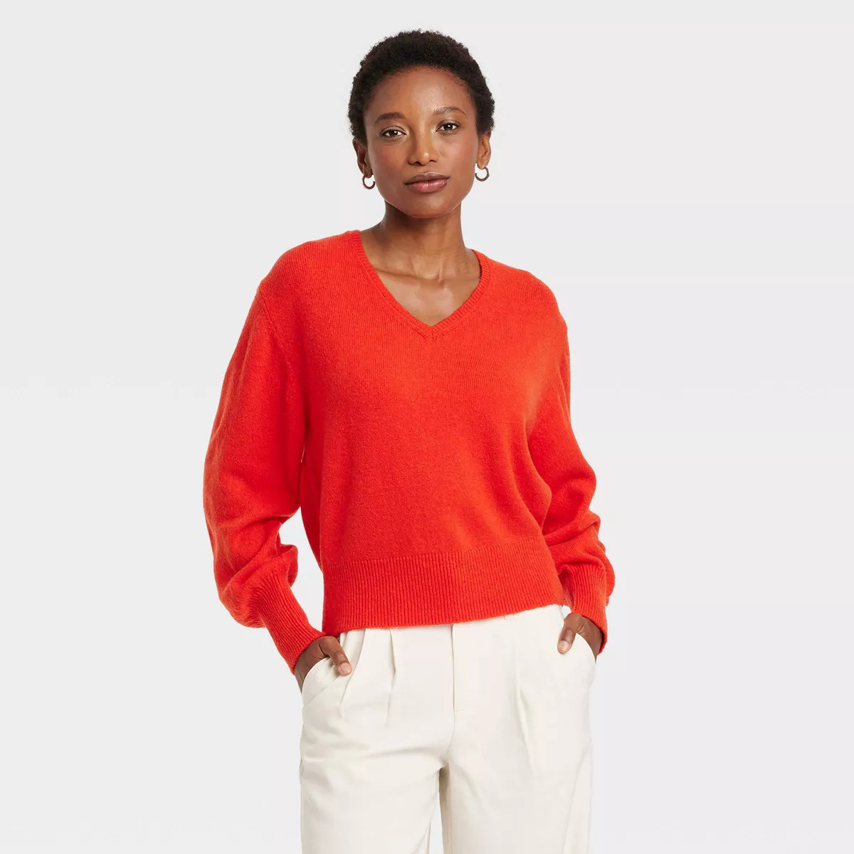 Women's Cozy Knit V-Neck Pullover Sweater - A New Day™ | Target