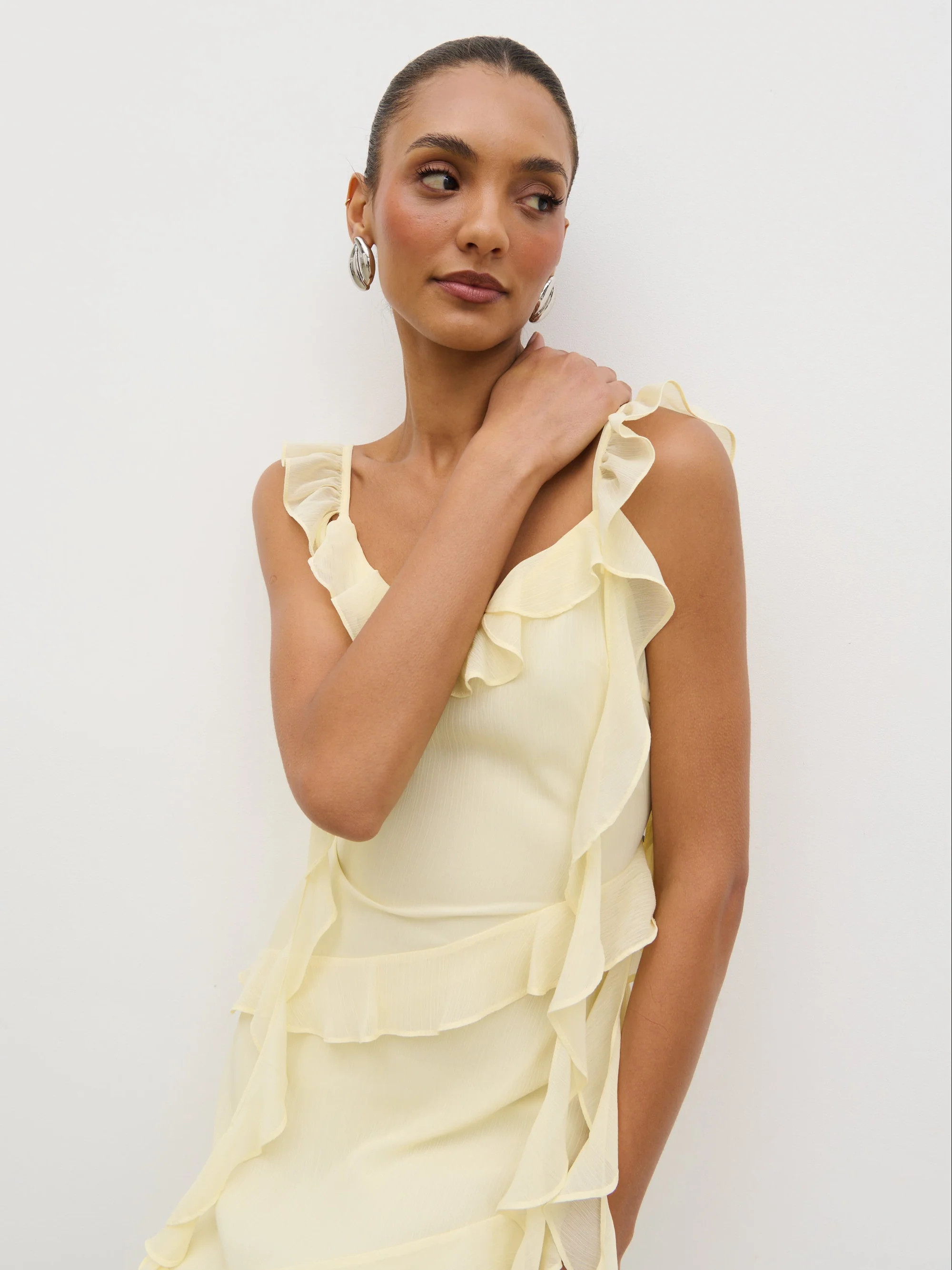 Rue Ruffle Maxi Dress - Lemon | Pretty Lavish (UK)