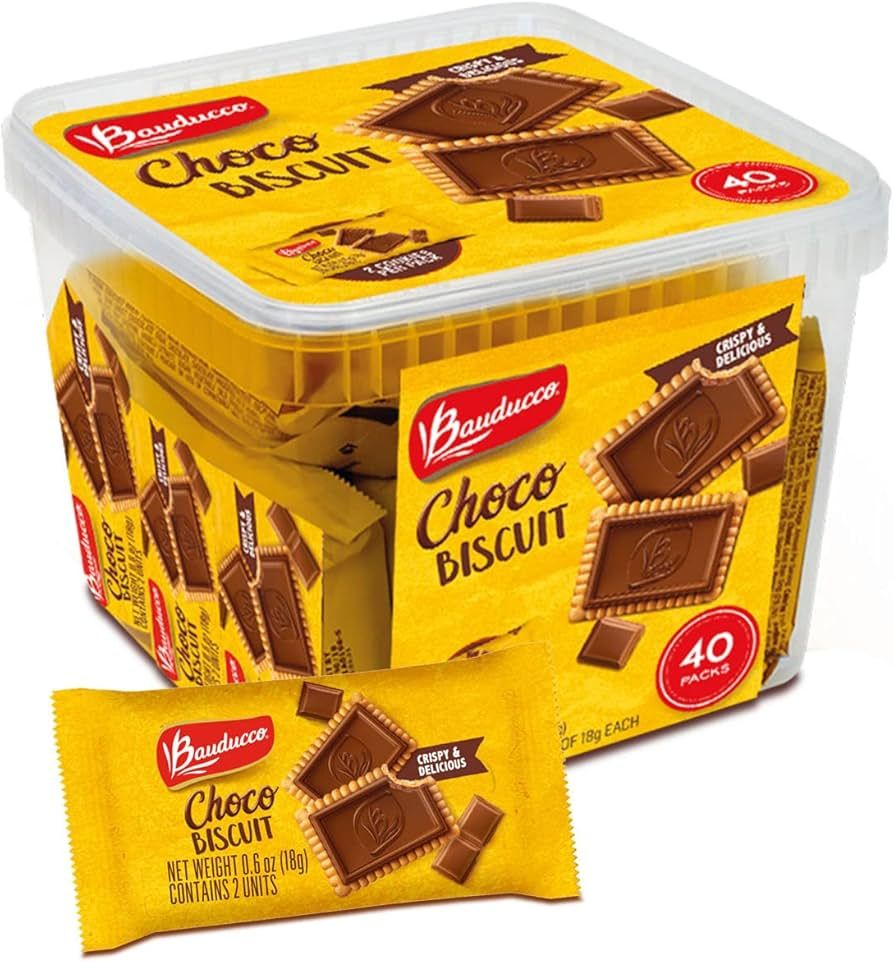 Bauducco Choco Biscuit Cookies -Tub 40 pk - Crispy & Delicious - Great for Snacks, Dessert & Lunc... | Amazon (US)