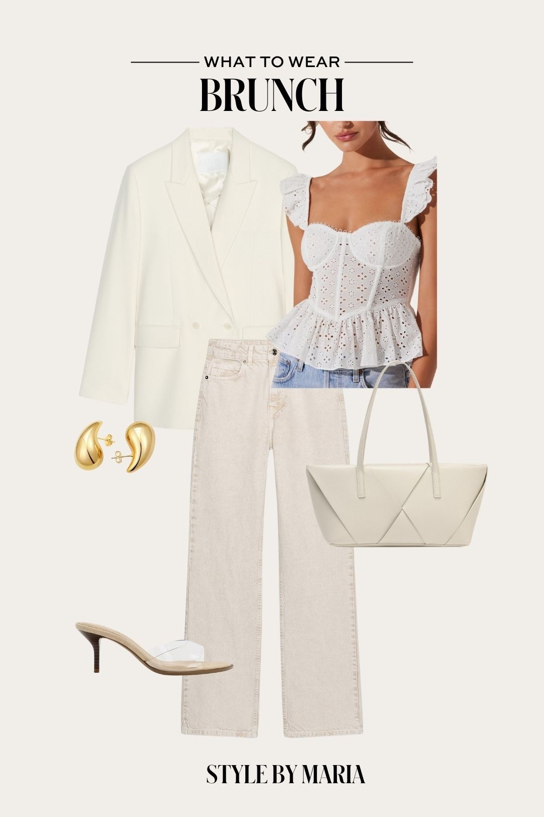 Spring outfit ideas
Zara blazer
Astr the label eyelet top
Zara beige jeans
Zara heels 

#LTKFindsUnder50 #LTKStyleTip #LTKFindsUnder100