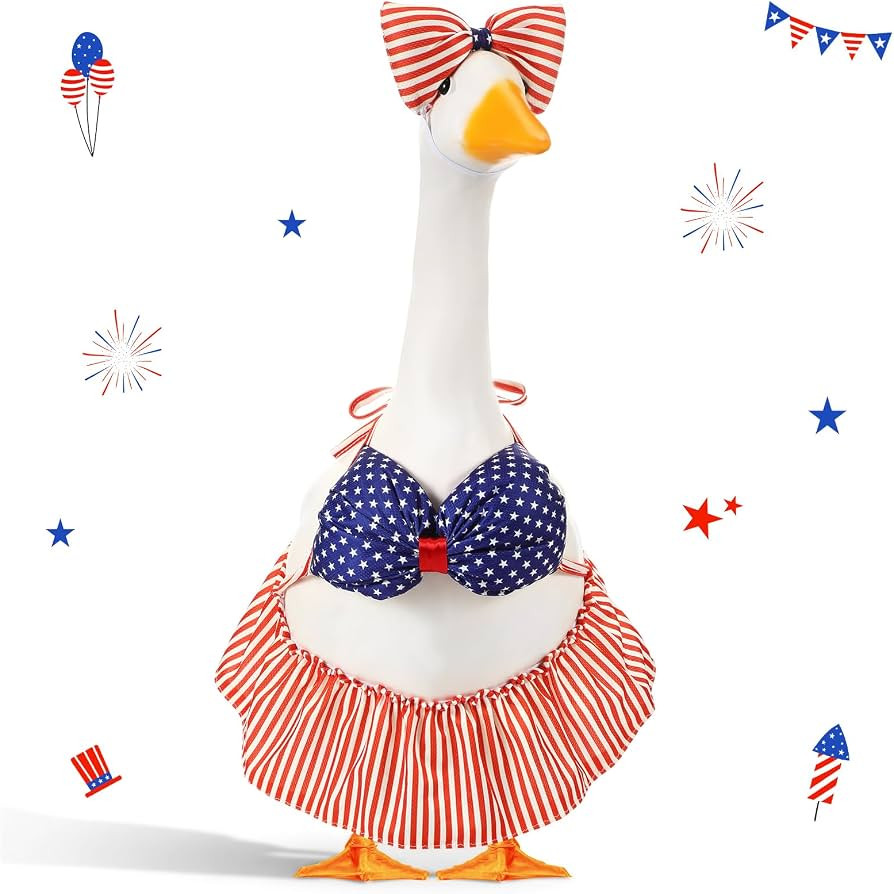 4th of July Goose Outfit Set Patriotic Lawn Porch Goose Clothes American Flag Goose Costume Indep... | Amazon (US)