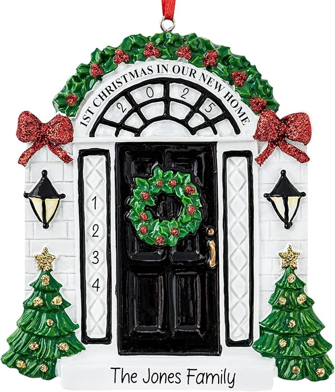 Personalized New Home Christmas Ornament 2025 | Black Door w/Glitter Ribbon Unique Keepsake for X... | Amazon (US)
