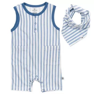 The Honest Company® 2-Piece Romper and Bib Set in Blue | buybuy BABY | buybuy BABY