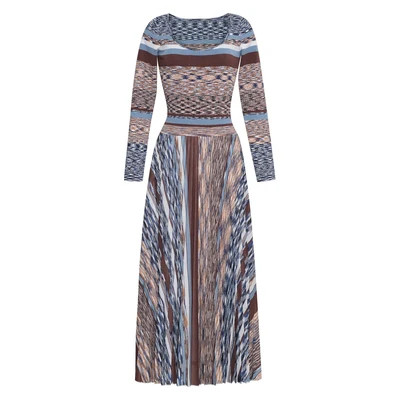 Marlow Dress in Blue Brown Multi | Over The Moon