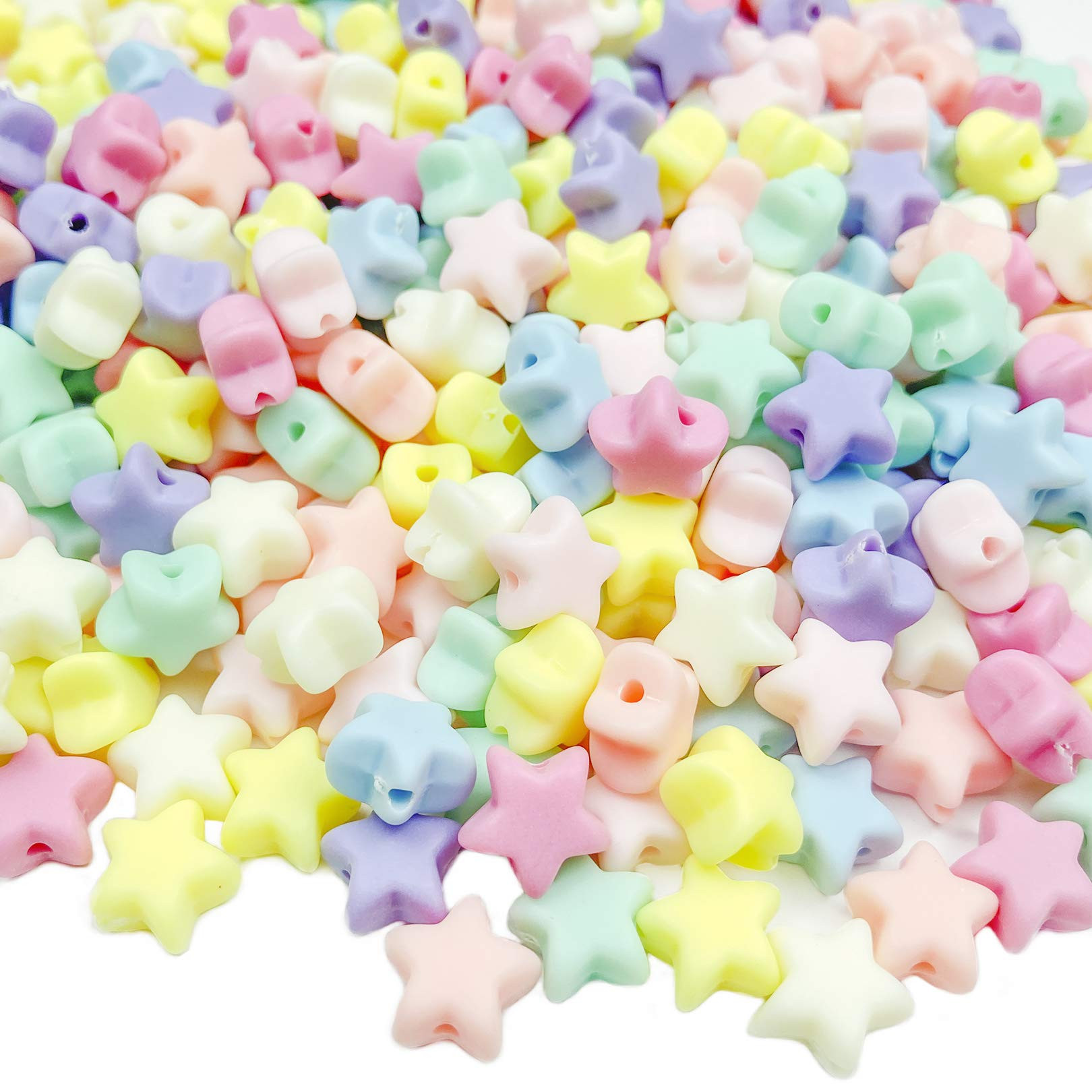 250 Pcs Candy Color Acrylic Star Shaped Pony Beads, Assorted Mix Plastic Pastel Spacer Beads, for... | Amazon (US)