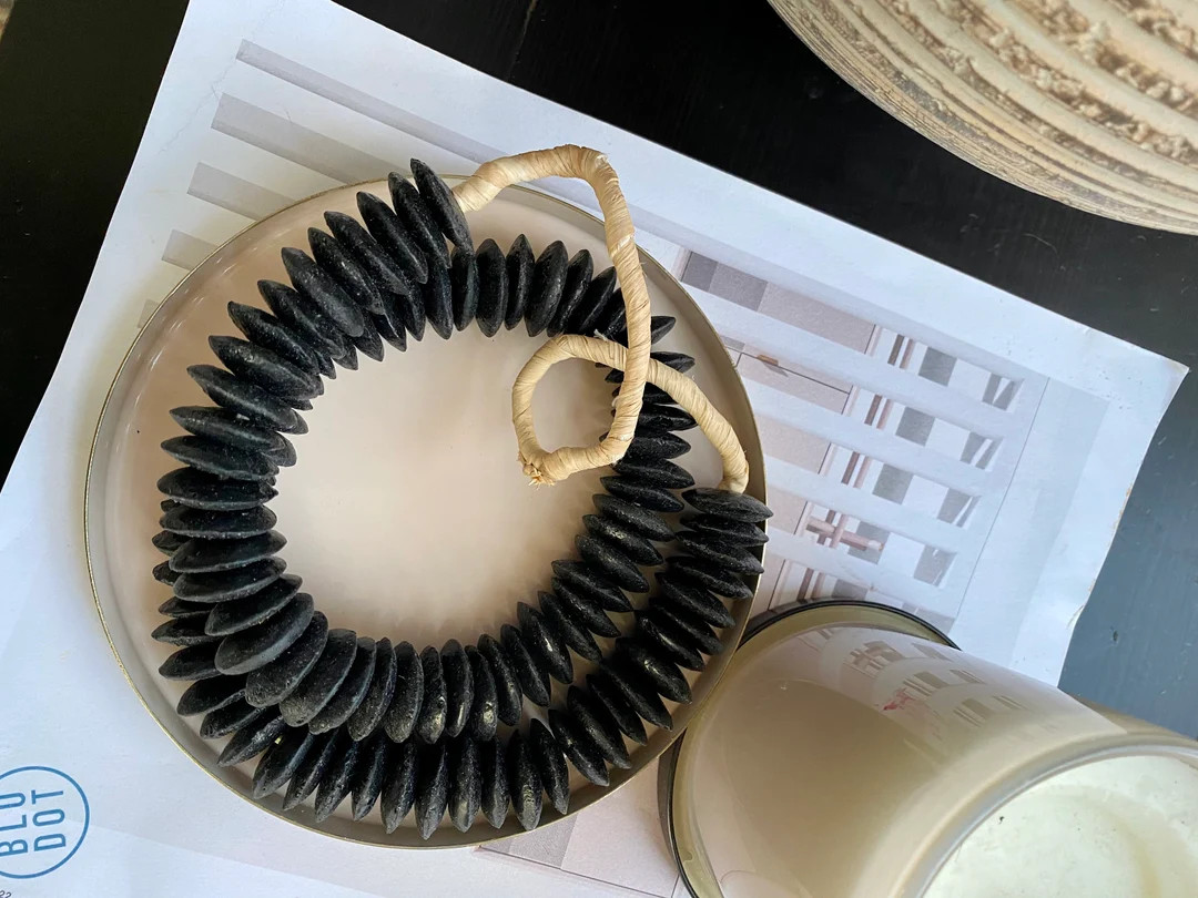 Black Ashanti Glass Saucer Beads Garland - Etsy | Etsy (US)