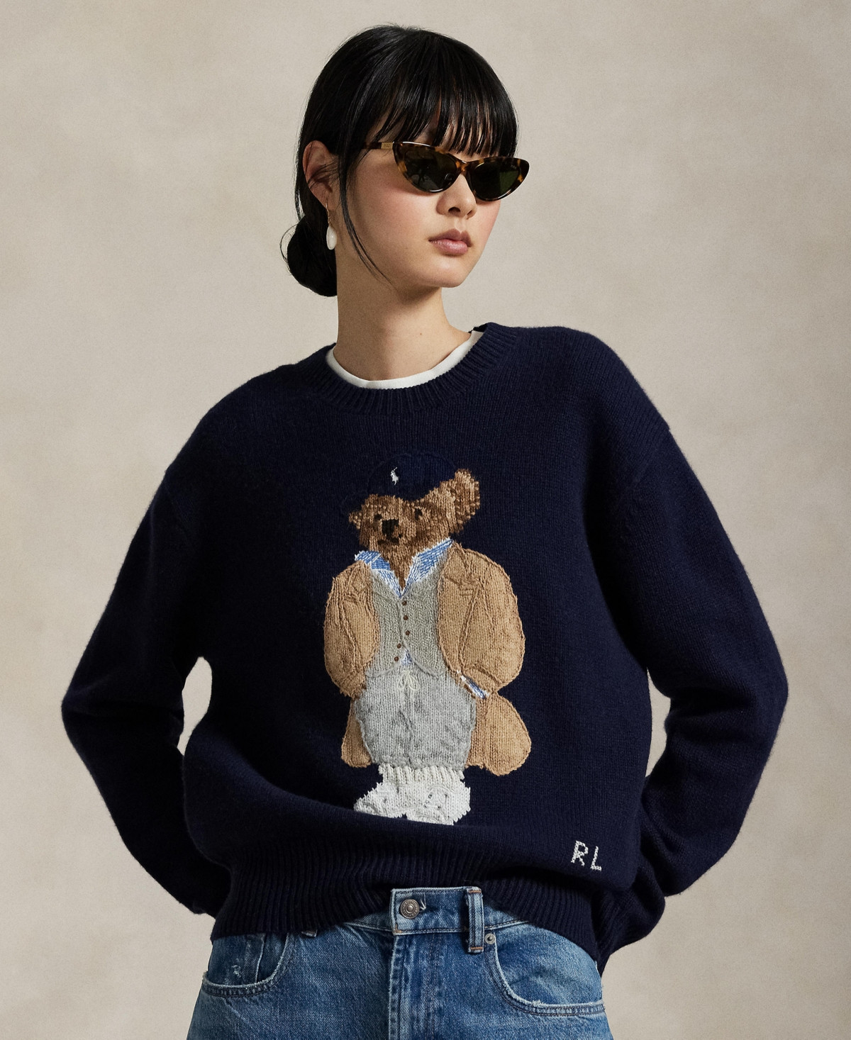 Polo Ralph Lauren Women's Polo Bear Wool-Cashmere-Blend Sweater - Hunter Navy | Macy's