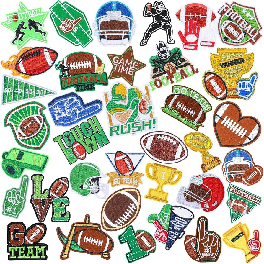 AUGSUN 36pcs Football Theme Iron On Patches Embroidered Sew On Applique Repair Patch DIY Crafts f... | Amazon (US)