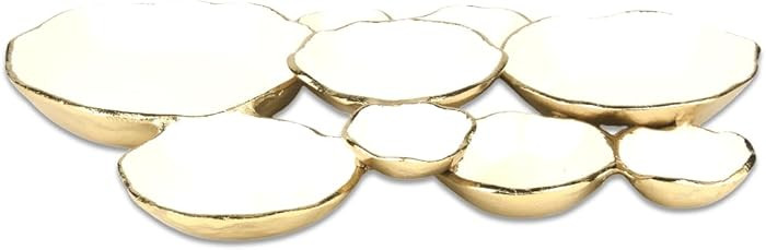 Cruiser’s Caché 17" Cluster of 9 Serving Bowls, Gold with White Enamel | Amazon (US)