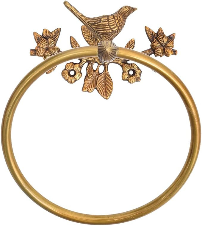 KSAK Handicrafts 1 Piece Premium Brass Bird Design Unique Hand Towel Ring Gold Bathroom Accessori... | Amazon (US)