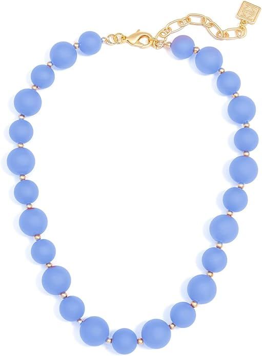 ZENZII Chunky Matte Beaded Collar Necklace with Lobster Claw for Women Girls | Amazon (US)
