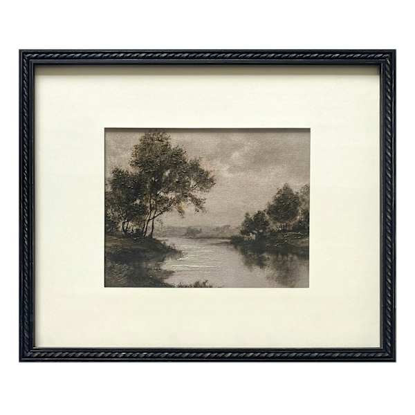 Glass Framed River Sketch Matted Wall Art, 20x24 | At Home