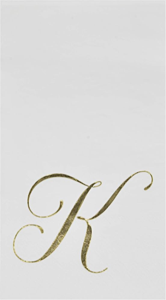 100 Gold Monogram Guest Napkins Letter K Disposable Paper Pack Elegant Metallic Golden Foil Dinne... | Amazon (US)