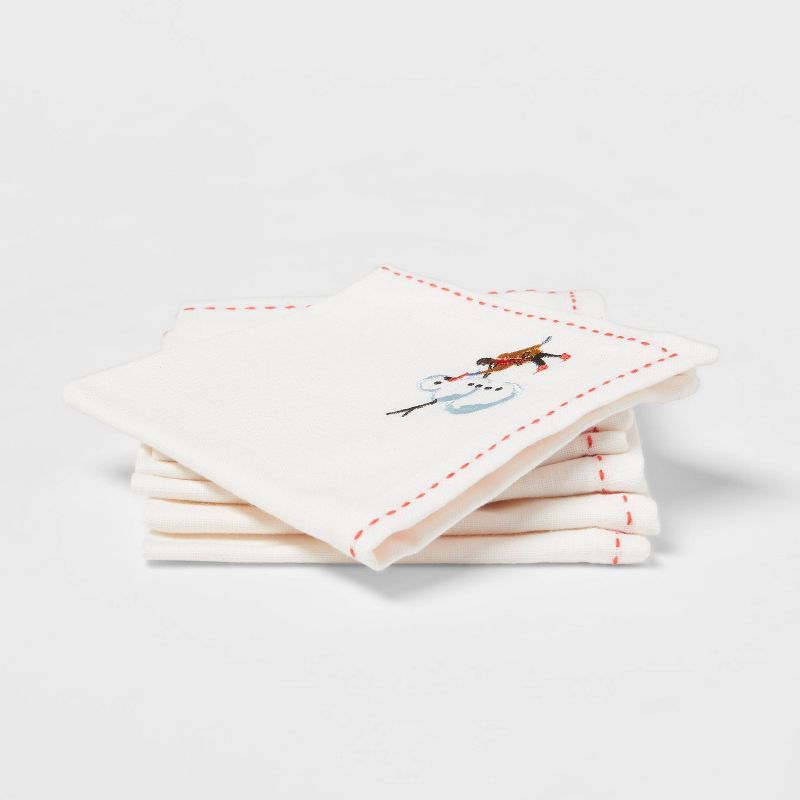 6pk Cotton Christmas Scene Cocktail Napkins - Threshold™ | Target