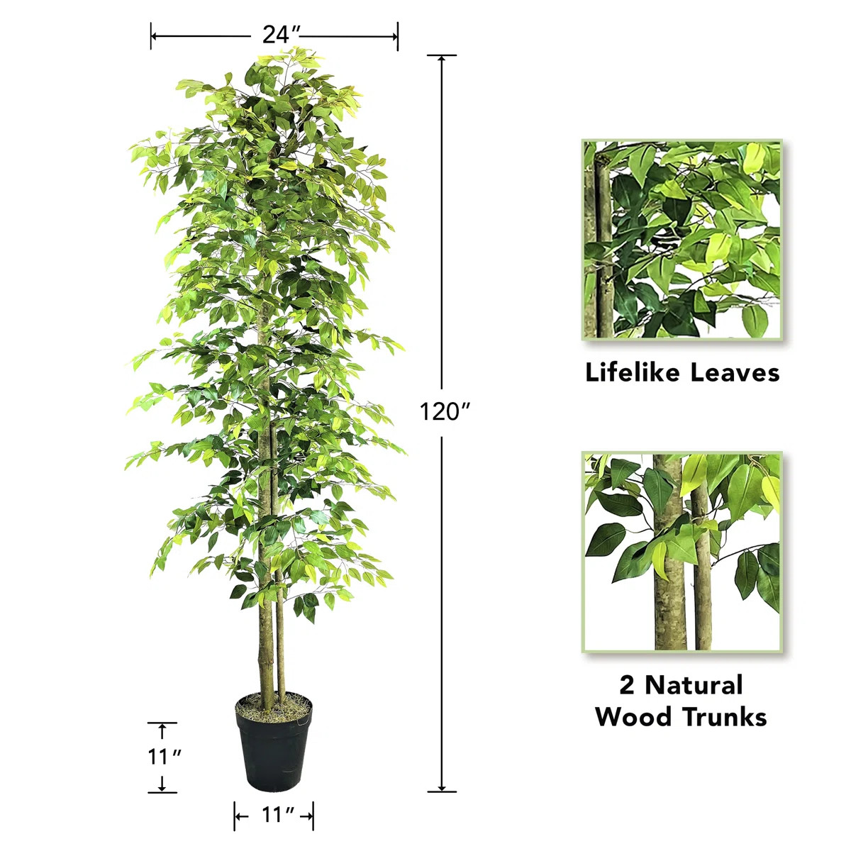 120'' Faux Ficus Tree in Pot | Wayfair North America