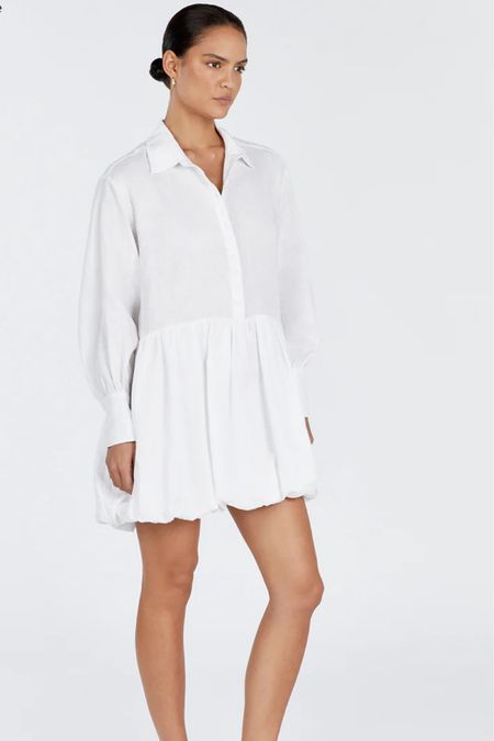 White linen bubble skirt midi dress on sale!!  $36

#LTKstyletip #LTKtravel #LTKfindsunder50
