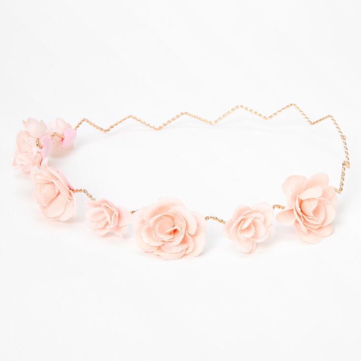 Glitter Roses Flower Crown Headwrap - Blush | Claire's (US)