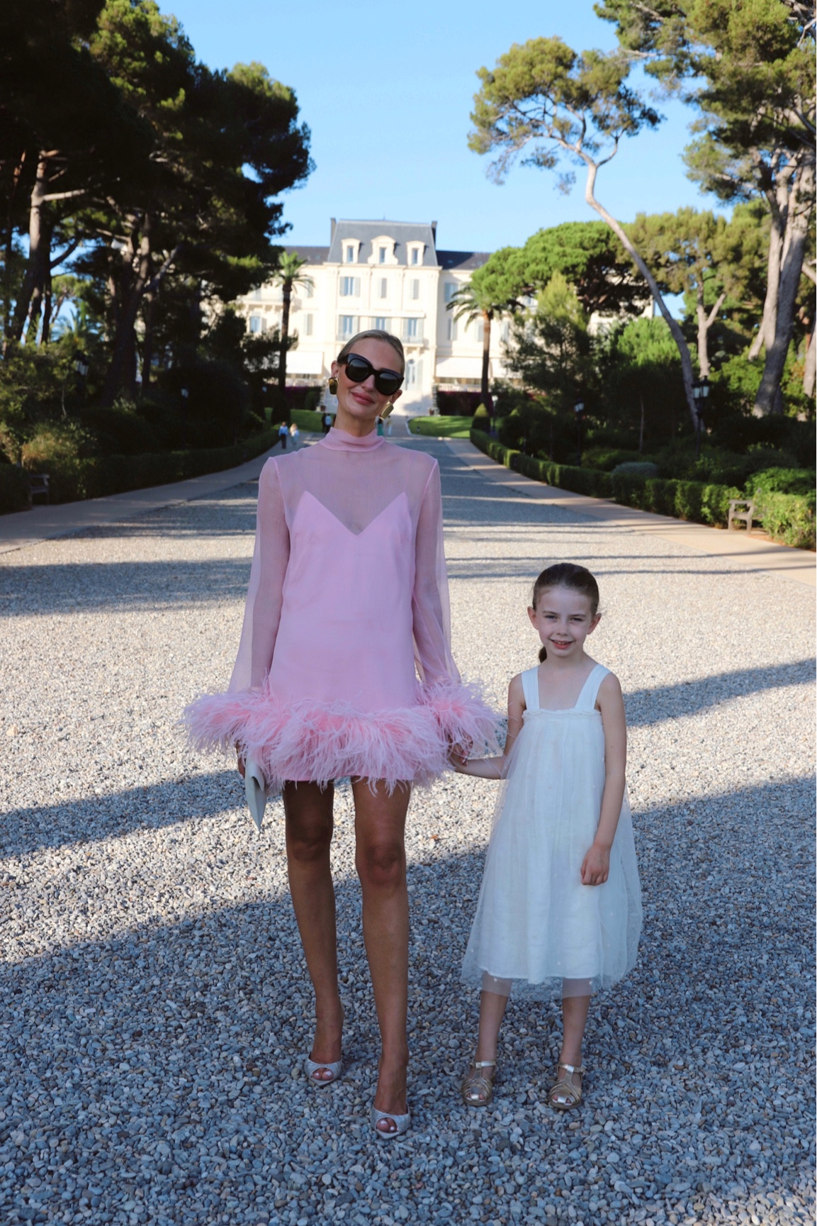 bcbg pink feather dress BCBGMAXAZRIA Feathered Evening Dress in Bare Pink