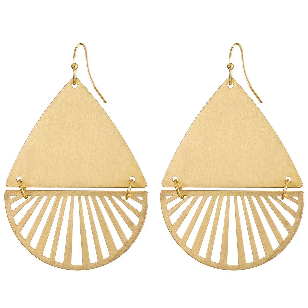 Time and Tru Womens Worn Gold Statement Earring, 2.5" Drop - Walmart.com | Walmart (US)