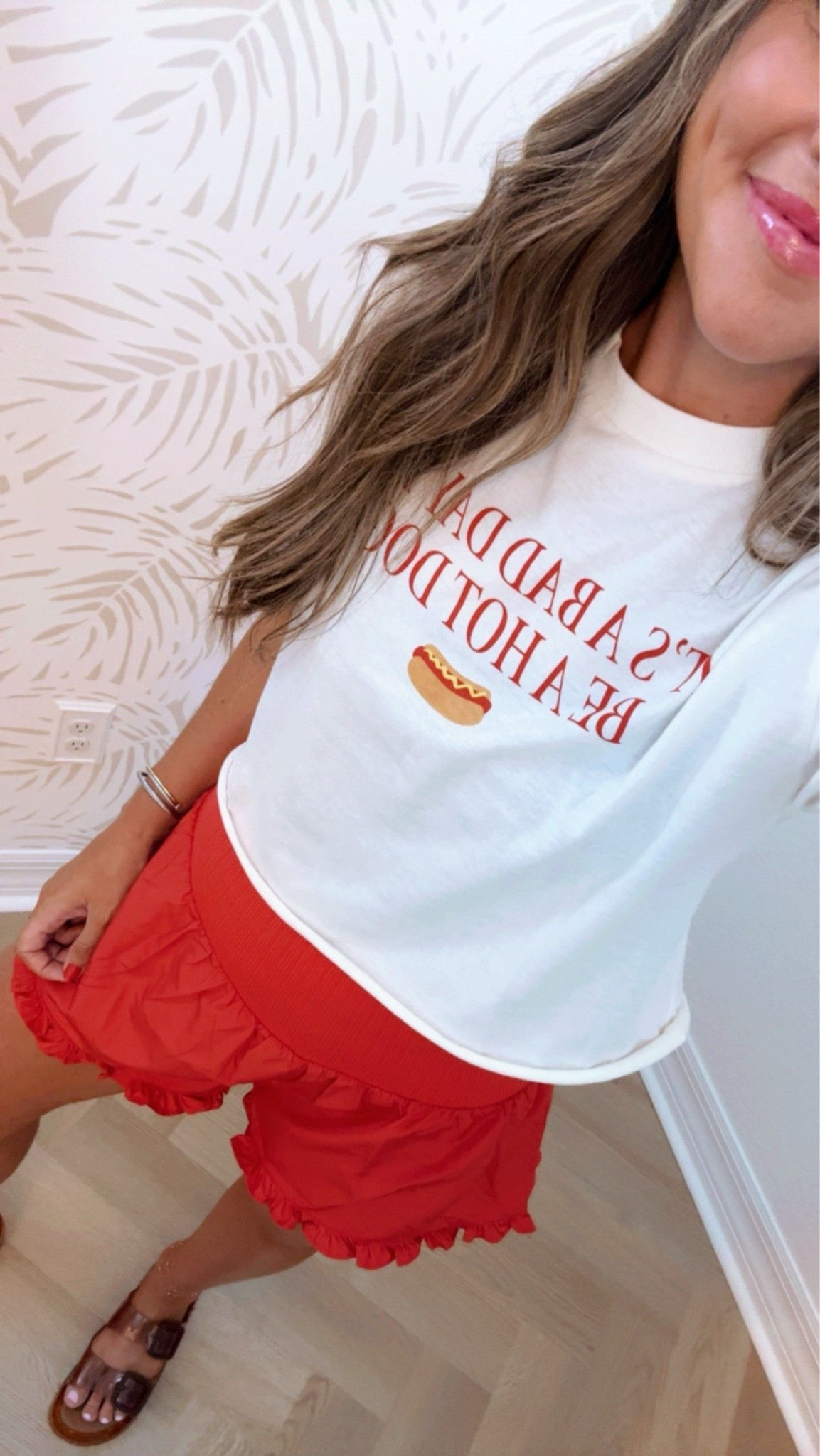 XS tee. Small shorts. 
WALMART!!!!

4th of July outfit idea