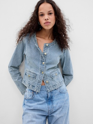 Collarless Denim Jacket with Washwell | Gap (US)