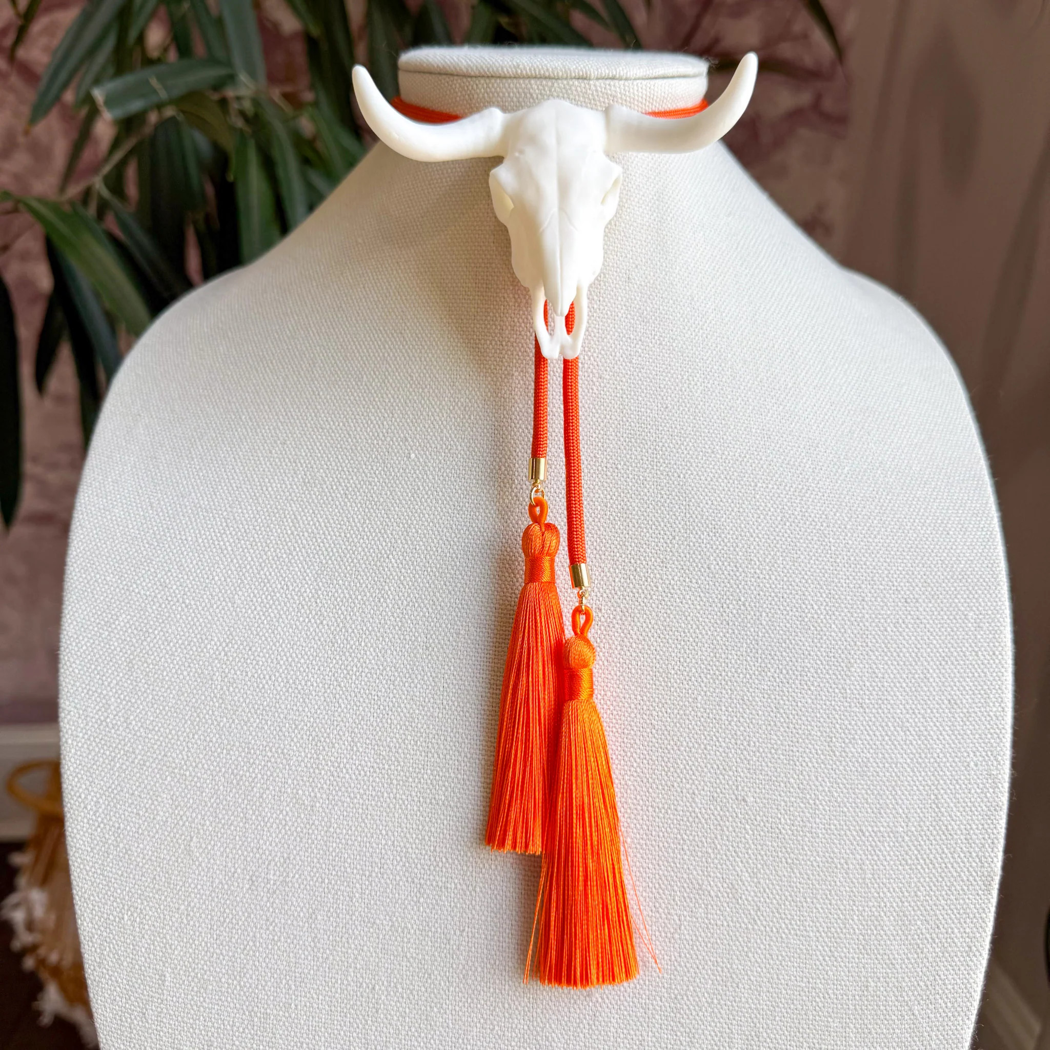 Longhorn Bolo Ivory with Burnt Orange & Orange | Rahya Jewelry Design