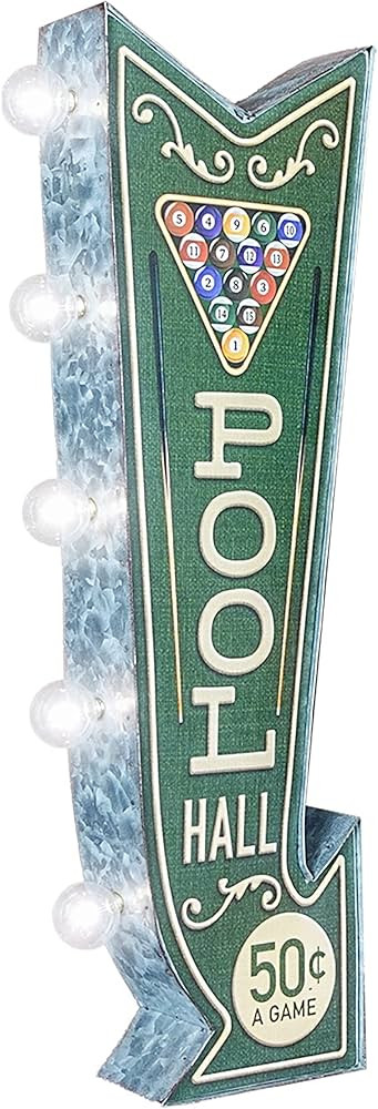 Pool Hall Billiards Double-Sided Marquee Sign With Vintage Print And LED Bulbs Retro Inspired Dec... | Amazon (US)