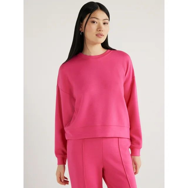 Scoop Women's Scuba Knit Cropped Sweatshirt with Drop Sleeves, Size XS-XXL - Walmart.com | Walmart (US)