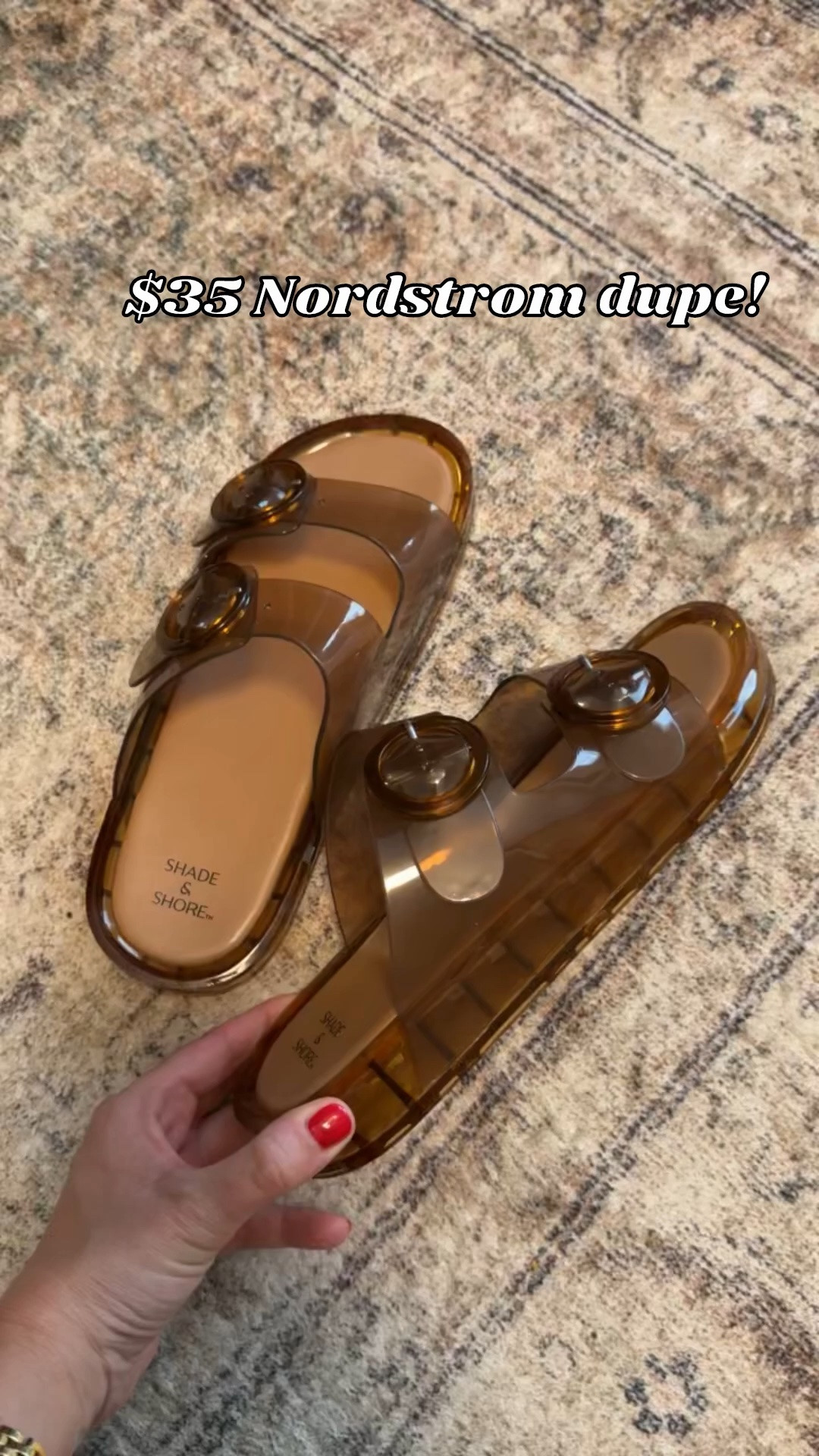 I found a Dolce Vita Julio Jelly Sandal dupe at Target. 🤎

These sandals look so similar to the Dolce Vita Julio Jelly Sandals, but for a fraction of the price. Even better? They have a memory foam insole, which makes them SO comfortable for summer days when you're doing a lot of walking.

I love the simple, elevated jelly sandal design because they look just as cute with dresses and matching sets as they do with denim shorts and linen pants. They're perfect for vacations, errands, brunch, travel, and everyday summer outfits.

If you're searching for a Dolce Vita Julio Jelly Sandal dupe, Dolce Vita sandal dupe, Target sandals, jelly sandals for women, memory foam sandals, comfortable summer sandals, vacation shoes, affordable sandals, designer shoe dupes, or cute comfortable shoes, these are such a good find.

Both linked here! 🤎 

 #LTKootd #LTKSwim #LTKTravel