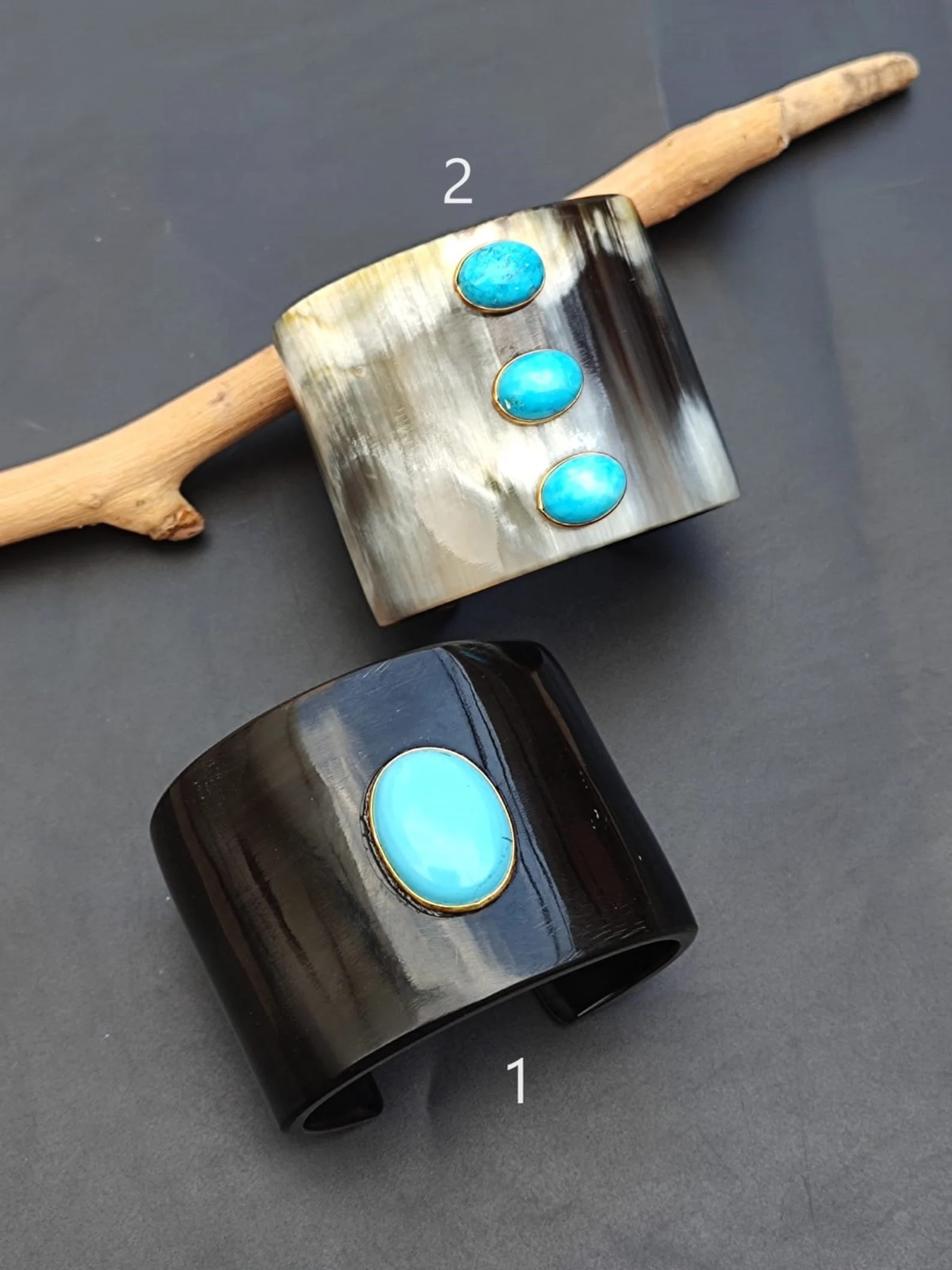 Horn Bone Jewelry Ethically Sourced Buffalo Horn Cuff Bangle With Turquoise Gemstone Purely Handc... | Etsy (US)