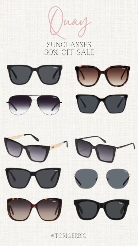 All of these cute sunglasses are on sale now. 30% off on the site. Be sure to check them out. #Quay #Sunglasses #SummerStyle.

#LTKswim #LTKfindsunder50 #LTKsalealert