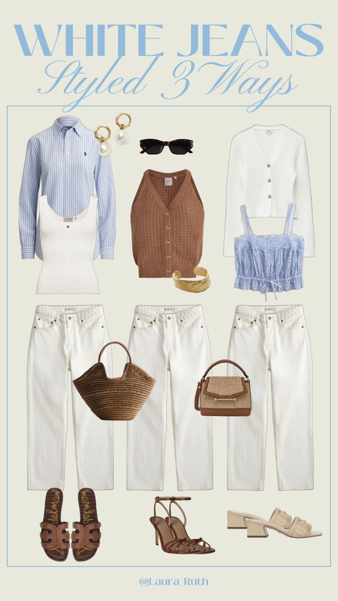 3 easy ways to style white jeans 🤍 your go to outfits for a fresh, effortless spring/summer look. white jeans. summer outfits, abercrombie jeans 

 

#LTKuk #LTKsummer #LTKjeans