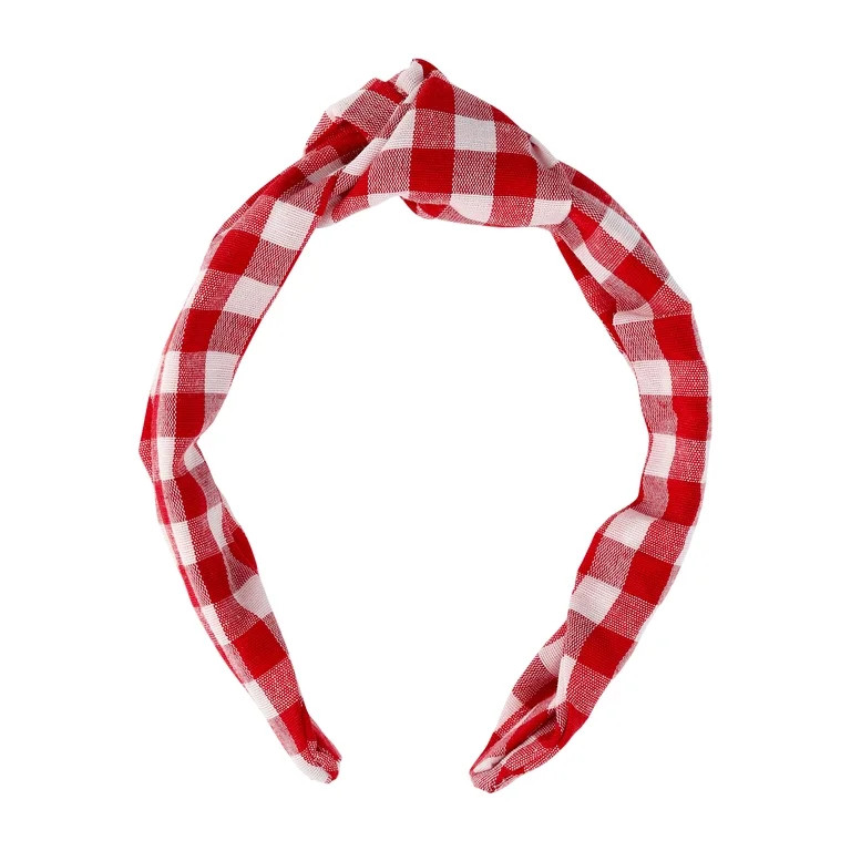 Time and Tru Women's Top Knot Gingham Headband, Red | Walmart (US)