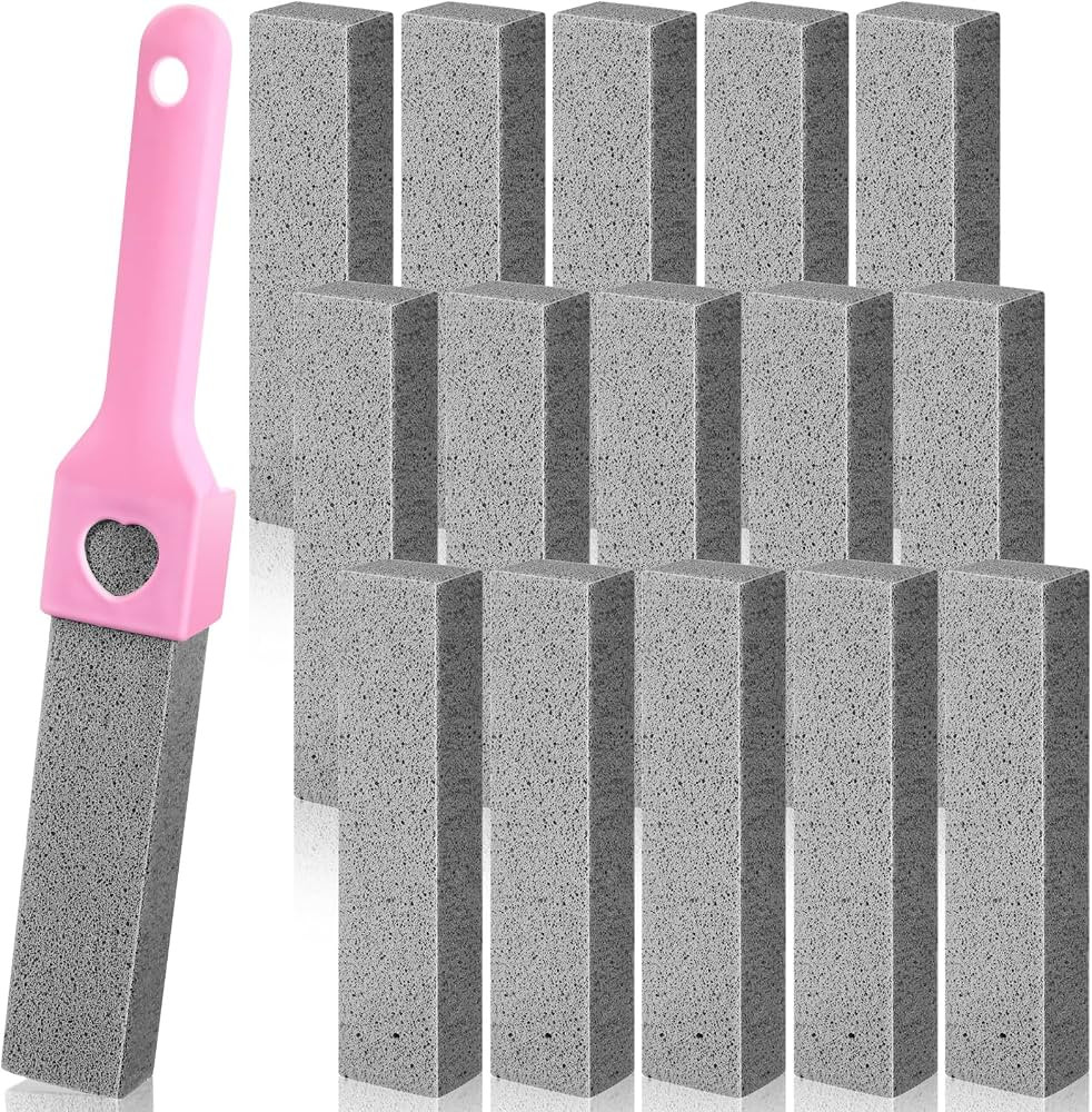 15 Pieces Toilet Stone Cleaning Pumice Stone Scouring Pumice with Handle Hard Water Ring Cleaning... | Amazon (US)