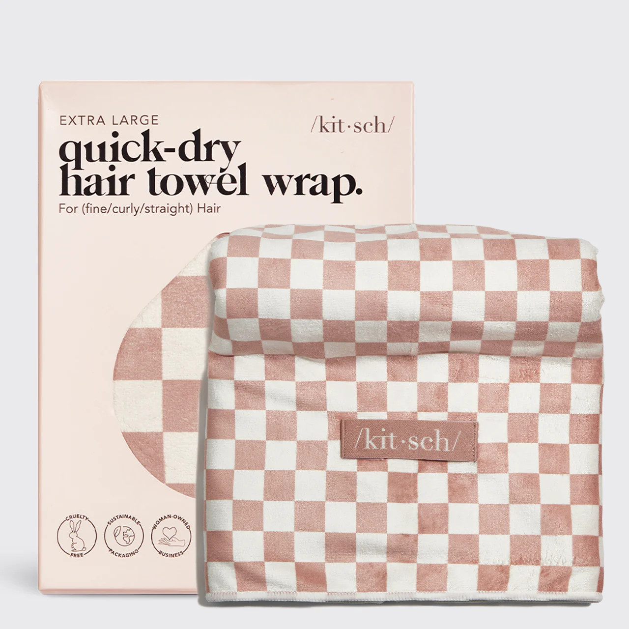 XL Quick-Dry Hair Towel Wrap - Checker | Kitsch