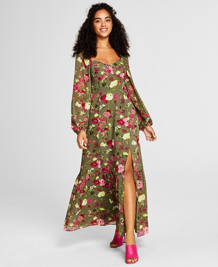 Women's Printed Bustier Side-Slit Maxi Dress, Created for Macy's | Macys (US)