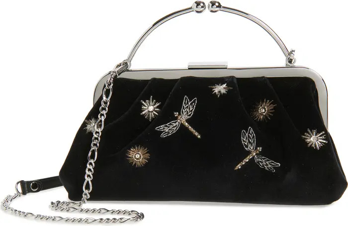 x Cinq à Sept Embroidered Velveteen Frame Clutch | Nordstrom