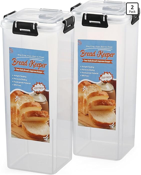 AOZITA 2 Pack Bread Box with Airtight Lid, Fresh Bread Storage Container, Bread Loaf Storage Disp... | Amazon (US)