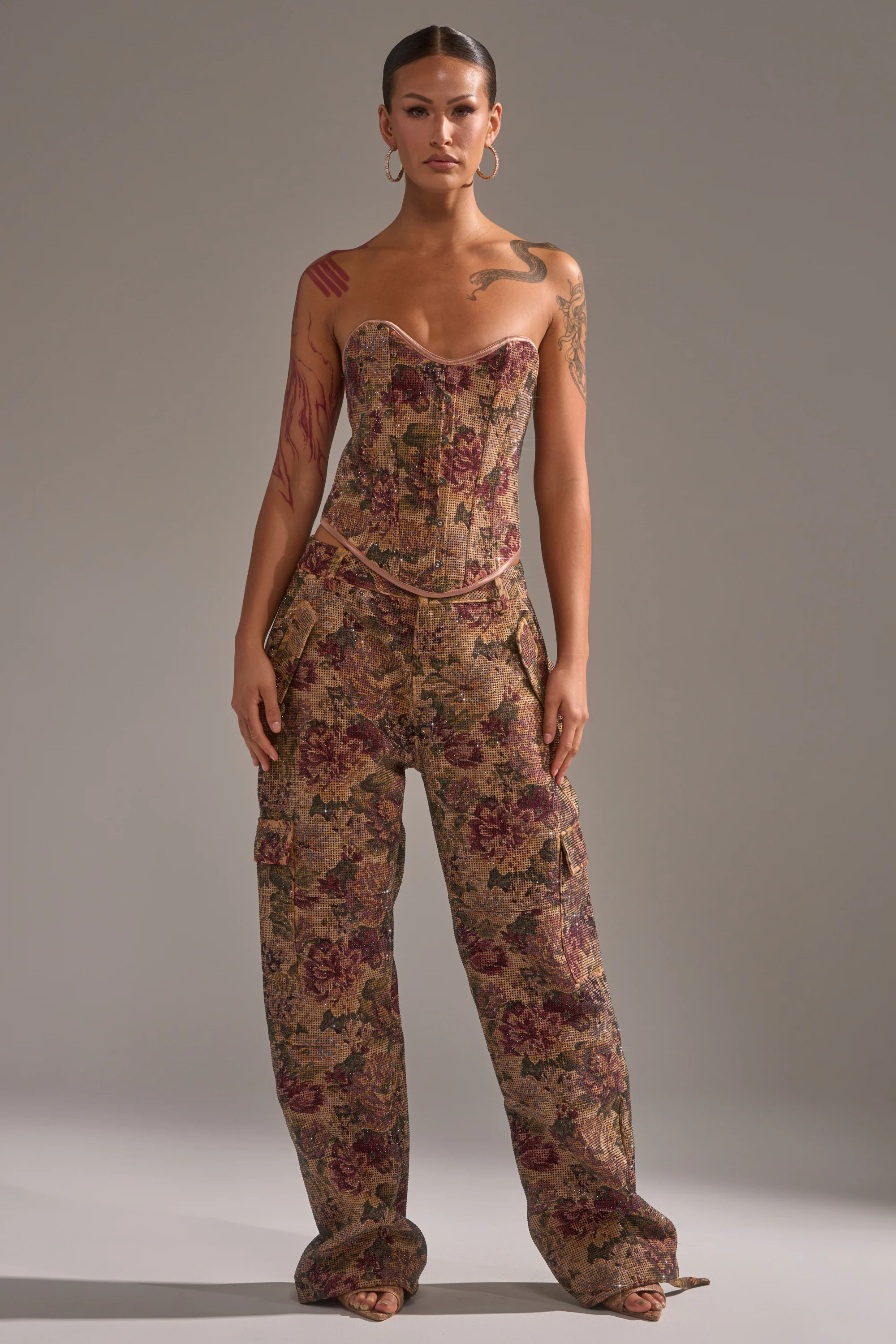 GLAM SQUAD RHINESTONE BROCADE TROUSER | AKIRA