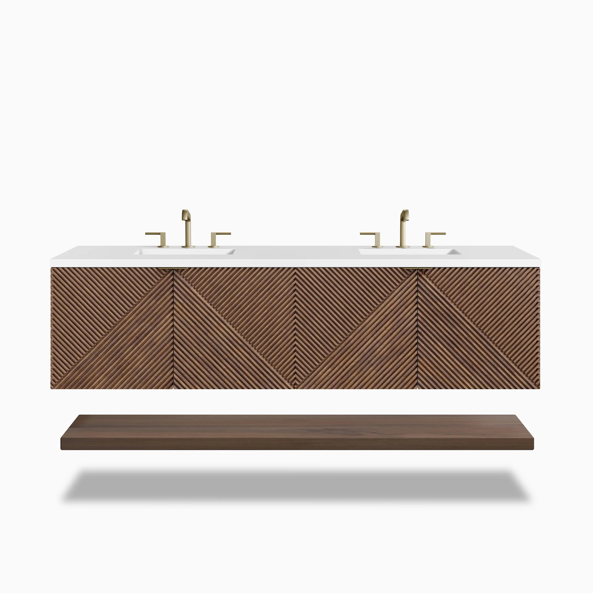 Royce 72" Double Vanity in Chestnut with 3 cm White Zeus Quartz Top | Edward Martin
