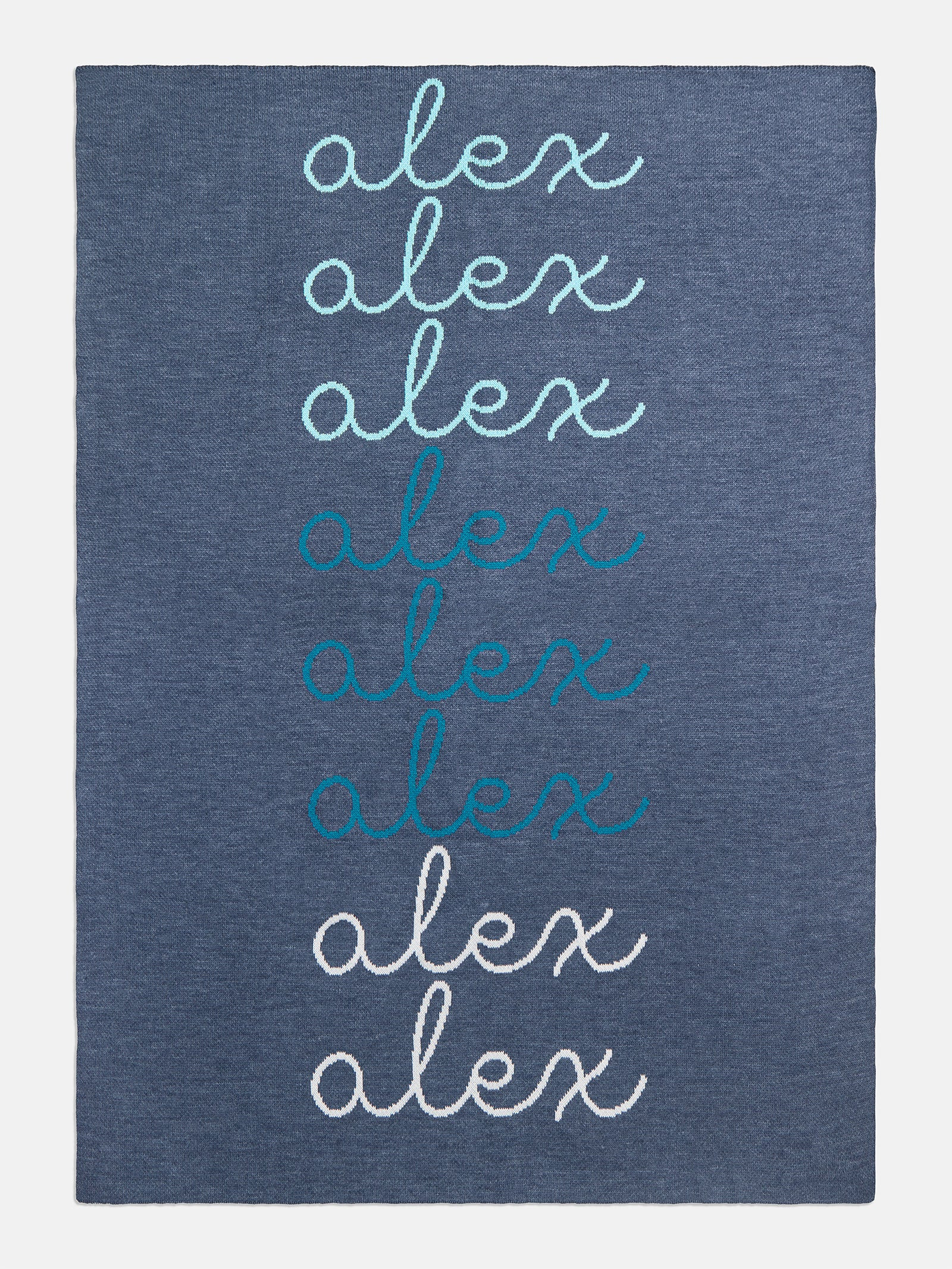 Script Ombre Name Custom Blanket - Denim/Light Blue | BaubleBar